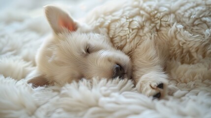 Peaceful Golden Retriever Sleeping on a Cozy Blanket