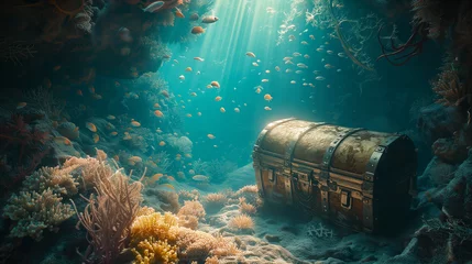 Fotobehang Underwater treasure chest © Mikolaj Niemczewski