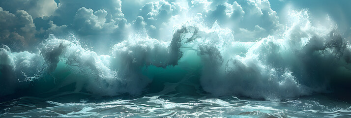 Sea Water Ocean Wave,
Aerial view of huge waves in blue ocean in the style of textural explorations fluid gestures unreal engine - obrazy, fototapety, plakaty