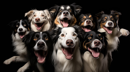Zadowolone Psy w Grupie - obrazy, fototapety, plakaty