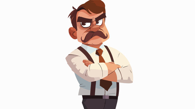 A cartoon boss with a grumpy expression. isolated on