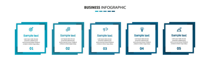 	
Business infographic template with 5 options or steps. Can be used for workflow layout, diagram, annual report, web design	

