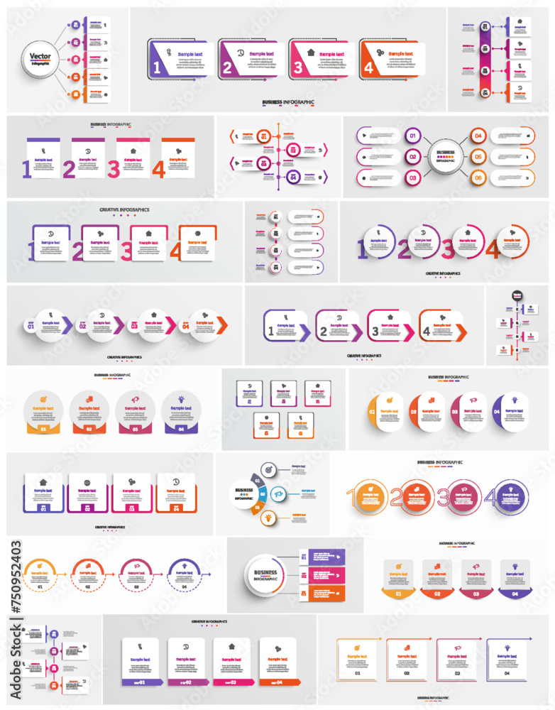 Wall mural collection of business infographic design template with options, steps or processes. can be used for