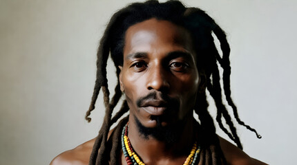 Portrait of a rastafari man. Jamaican guy