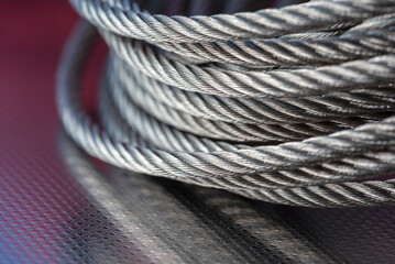 Steel wire rope rolled up