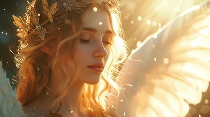 Beautiful angel girl. Beautiful angel girl is praying