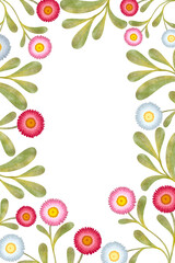 floral frame, textile flowers elements, colorful floral background, summer design fashion artwork for clothes, wallpaper, wedding, Straw flower, wadding, card, letter, circle, border