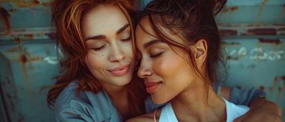 Romantic LGBTQ+ Women - Intimate Couple Together
