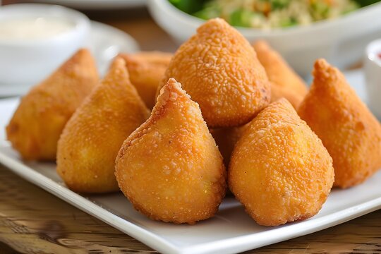 Coxinha. Traditional Brazilian snack stuffed with meat or chicken.