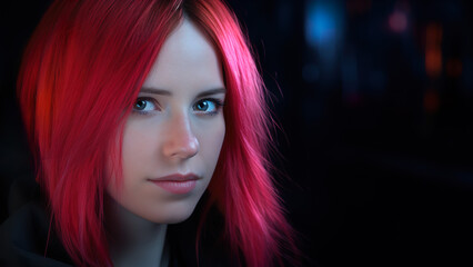 Naklejka premium red-haired woman in black hoodie