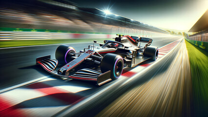 The Thrill of Motorsport F1 Racing Car in Motion - obrazy, fototapety, plakaty