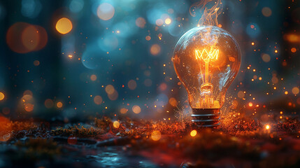 Dive into the depths of creativity with an image of a glowing light bulb surrounded by an array of colorful sparks, each representing a unique and innovative idea waiting to be exp