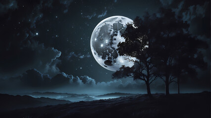 Obraz na płótnie Canvas wallpaper dark night moon