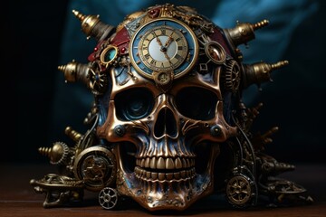 Fototapeta na wymiar Mysterious Skull pirate 3d. Human scary bone. Generate Ai