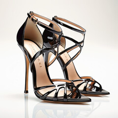 Elegant Black High Heeled Shoe With Straps