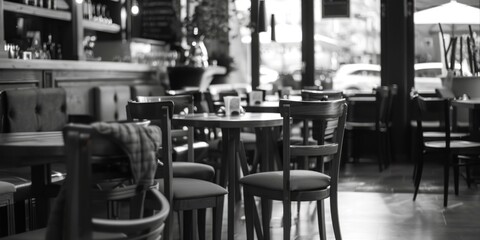 A monochromatic image of a restaurant interior. Ideal for restaurant promotions