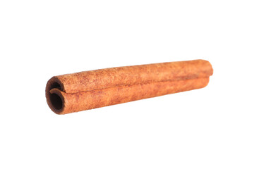 One aromatic cinnamon stick isolated on white