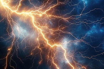 Powerful lightning bolt in the sky, perfect for weather-related designs