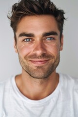 Fototapeta premium A close up of a man brushing his teeth. Suitable for dental hygiene concepts