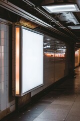 An empty subway station with a billboard. Suitable for urban advertising concepts