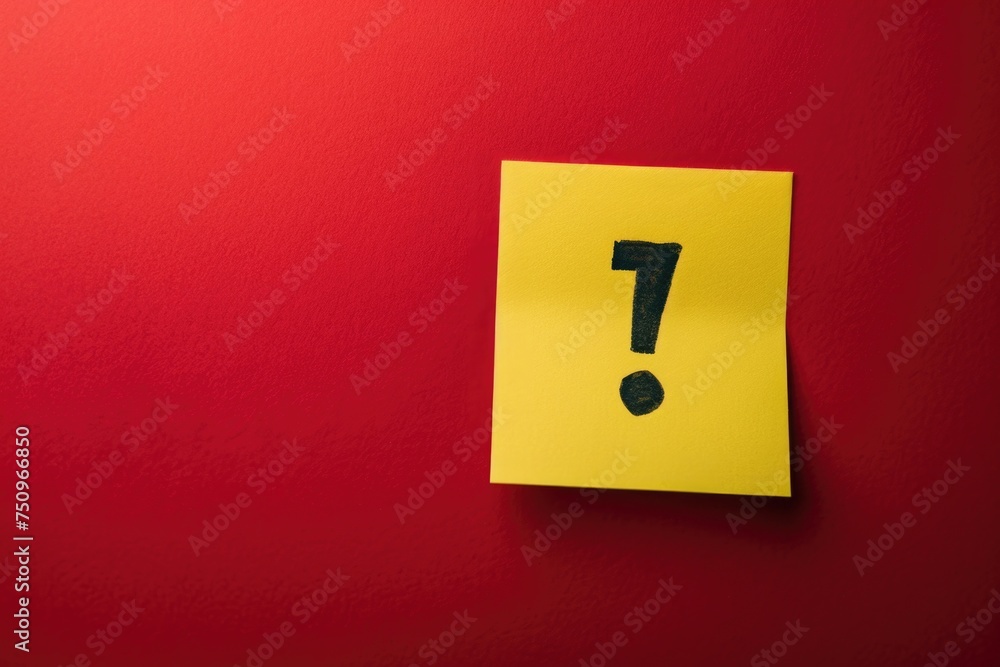 Aufkleber A sticky note with a question mark symbol on it. Can be used for various business or educational concepts