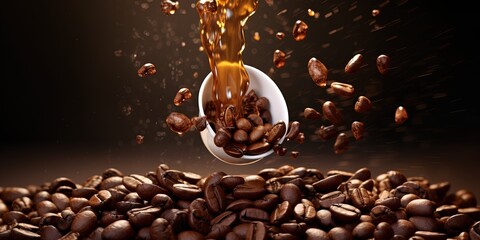 Coffee bean with splash of coffee