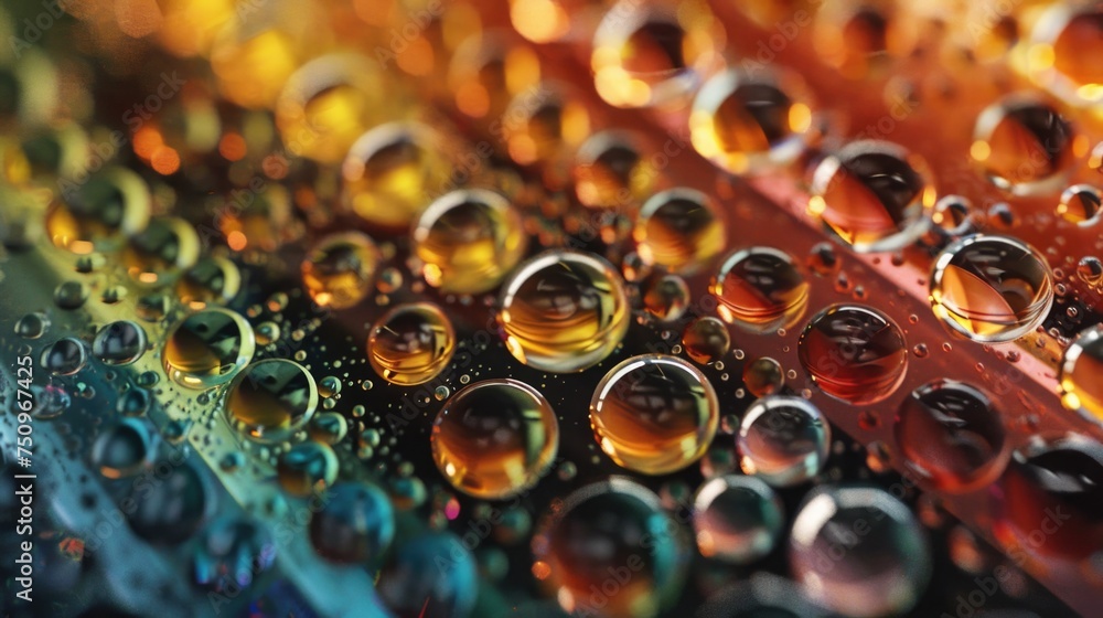Poster detailed view of water droplets, suitable for various design projects
