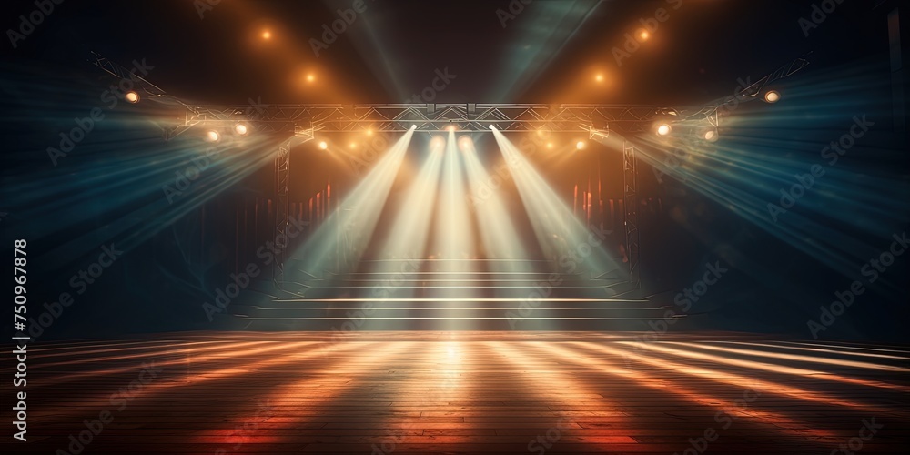 Poster event stage light background with spotlight illuminated stage for performance show. empty stage with