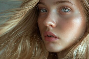 Fototapeta premium Close up of a woman with long hair, perfect for beauty and fashion concepts