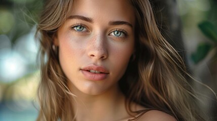 Obraz premium A beautiful woman with long hair posing for a photo, suitable for various projects