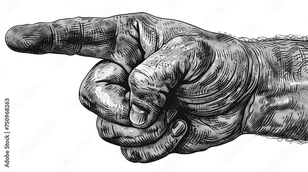 Poster a hand pointing at something, suitable for various concepts and ideas