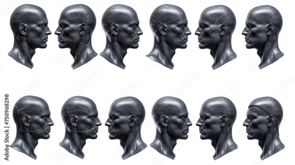 Poster a collection of six images featuring a man's head. versatile for various projects
