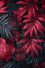 Detailed view of red leaves, perfect for autumn themes