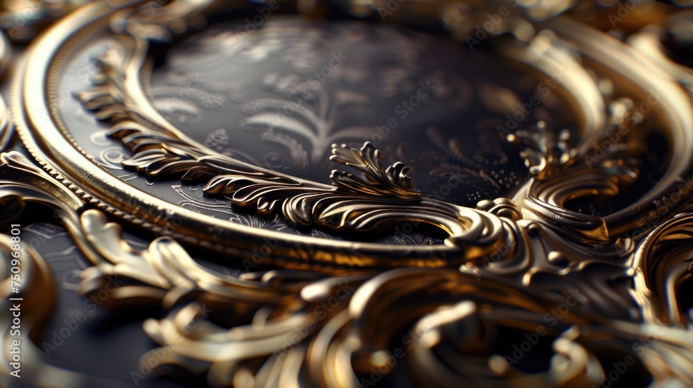 Fototapete a close up of a clock with a gold frame. suitable for time management concepts
