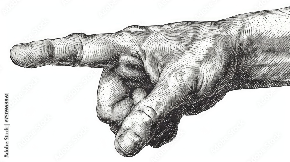 Poster Illustration of a hand pointing at an object. Suitable for various concepts and presentations