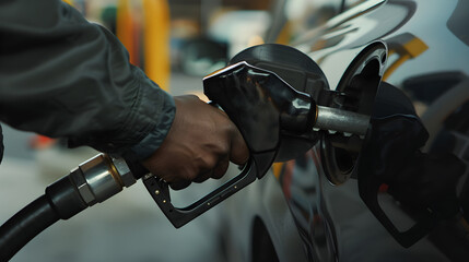Hand of a Black Male Pumping Gas - obrazy, fototapety, plakaty