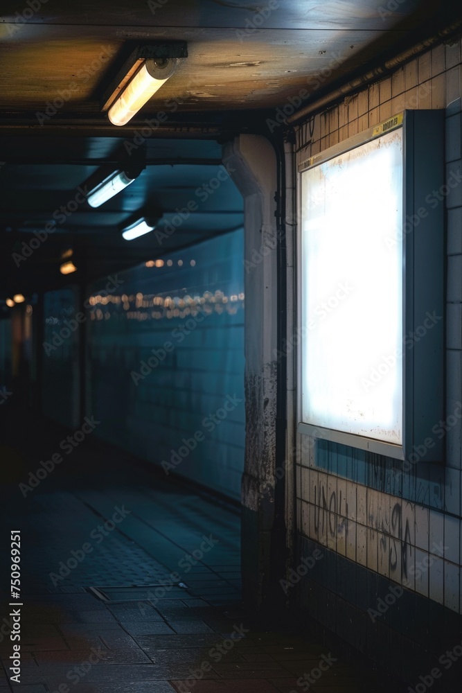 Aufkleber a view of a subway station with natural light coming through the window. ideal for transportation co