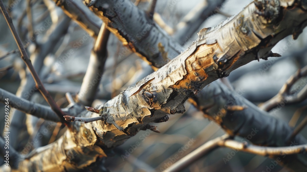 Aufkleber close up of a tree branch, suitable for nature backgrounds
