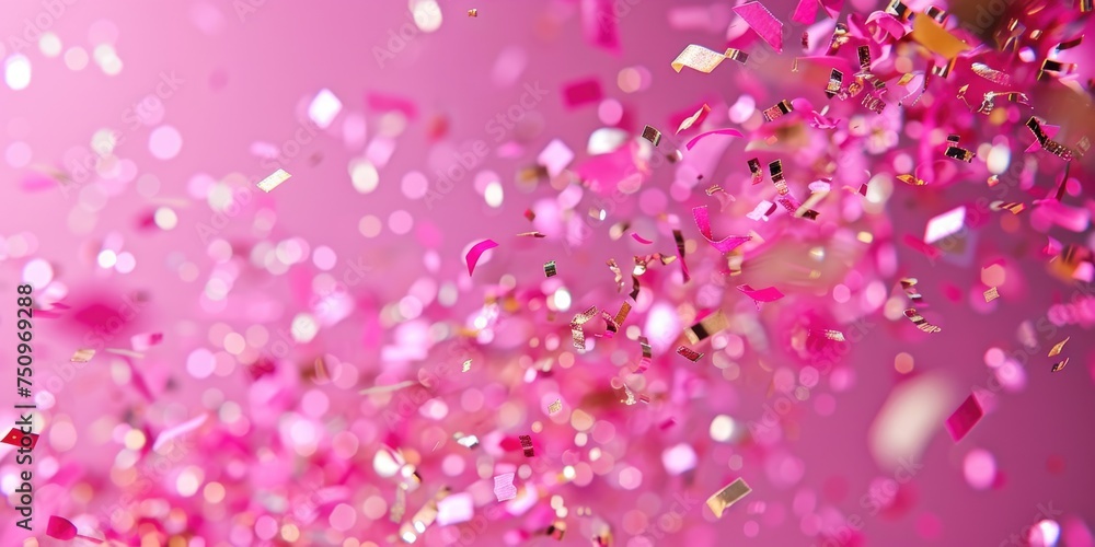 Poster a vibrant image of colorful confetti falling from the sky. perfect for festive occasions