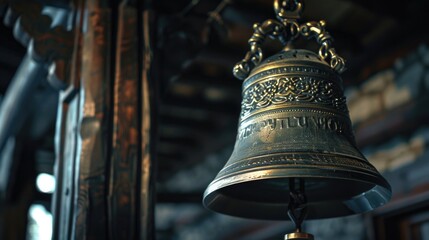 A bell hanging from the ceiling, suitable for various architectural designs