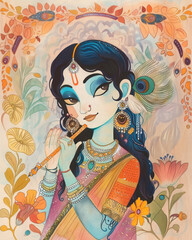 Leela Light: Detailed Artwork of Lord Krishna Childhood, Brimming with Innocence and Mirth