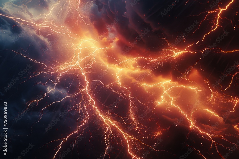 Poster A dramatic image of a lightning storm in the sky. Perfect for weather-related projects
