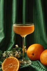 glass of orange juice and fruits