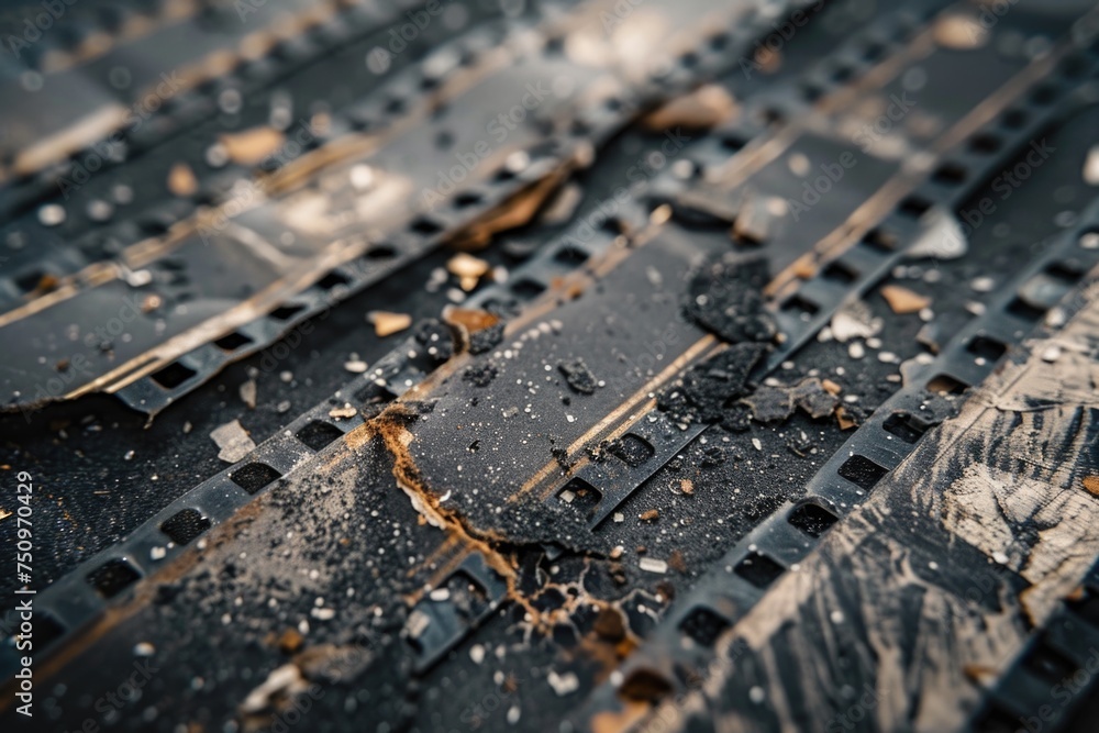 Aufkleber close up of a dirty keyboard, suitable for technology concepts