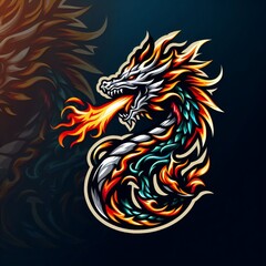 Logo illustration of a " Dragon ", IA generated	