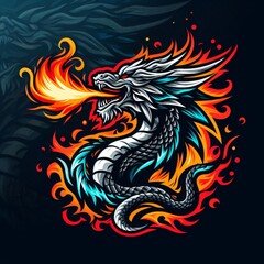 Logo illustration of a " Dragon ", IA generated	