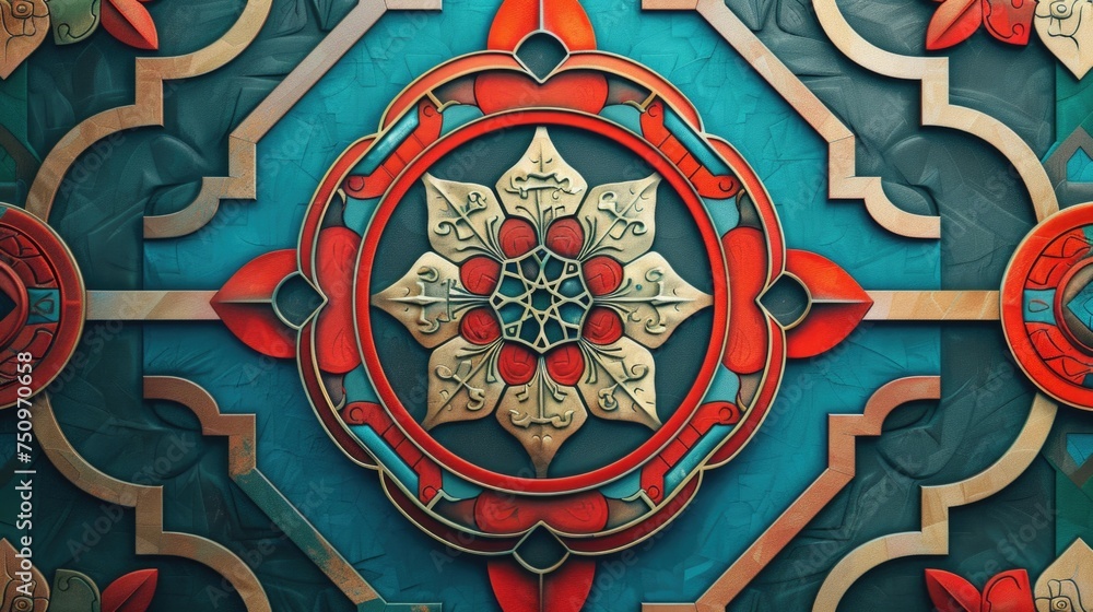 Poster detailed view of a decorative design on a wall, suitable for interior design projects