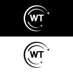 WT letter  logo minimal unique and simple logo design, WT creative modern monogram logo style