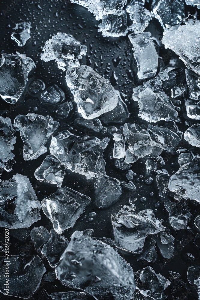 Poster pieces of ice on a dark background. suitable for various projects