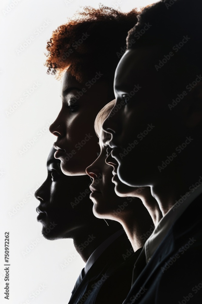 Poster a group of people standing next to each other. suitable for team building concepts